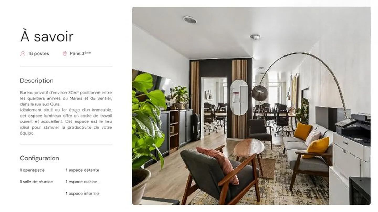Coworking 80 m² – Paris (75003)